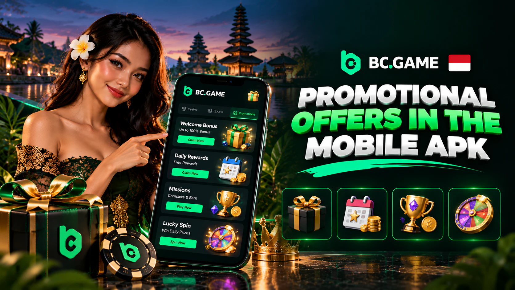 Promotional offers in the mobile APK BC Games for players from Indonesia